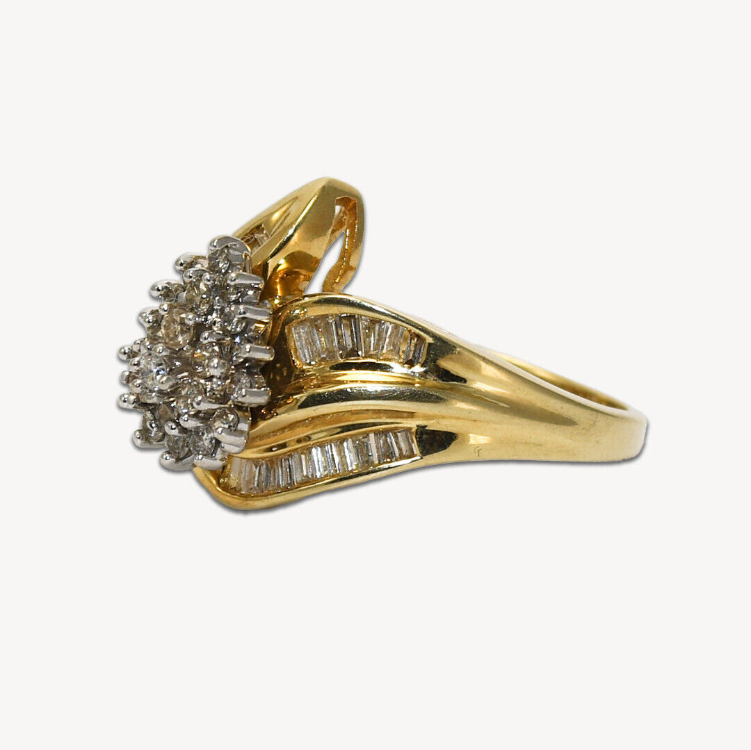 Vintage 12k Yellow Gold 0.75ct Diamond Cluster