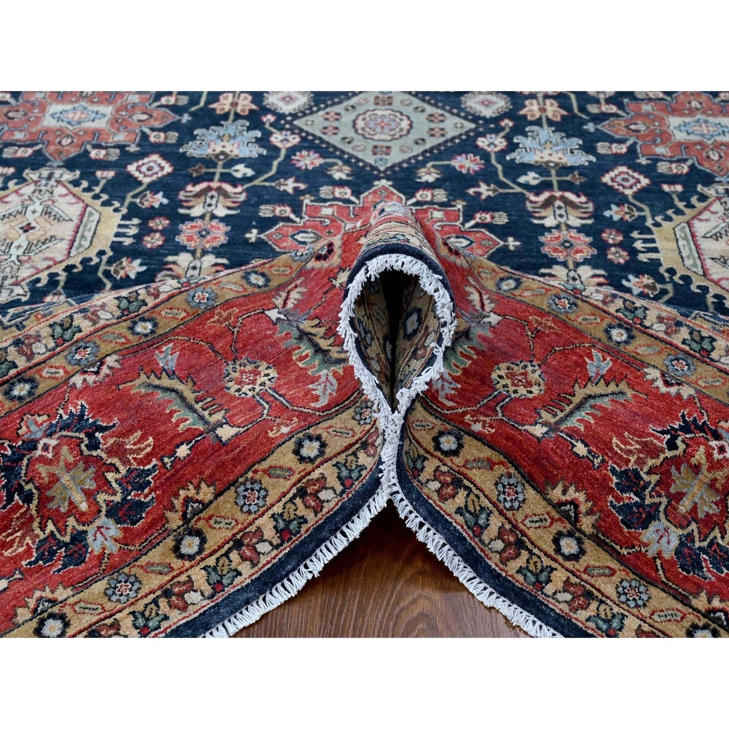 10'2"X10'2" Black Hand Knotted Karjihooz Design 100% Wool Square Rug