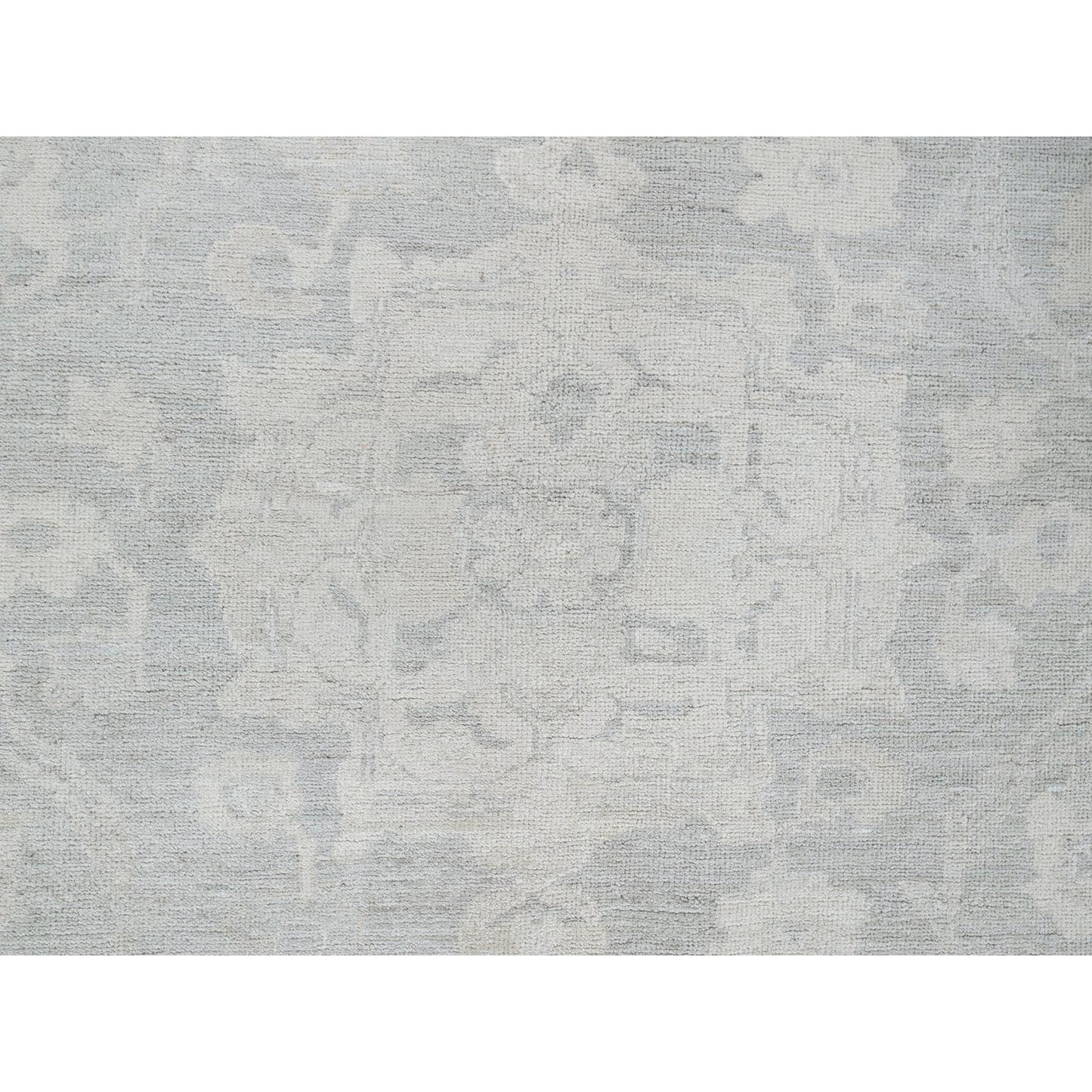 8'9"X11'10" Gray White Wash Peshawar Leaf Design Hand Knotted Pure Wool Rug