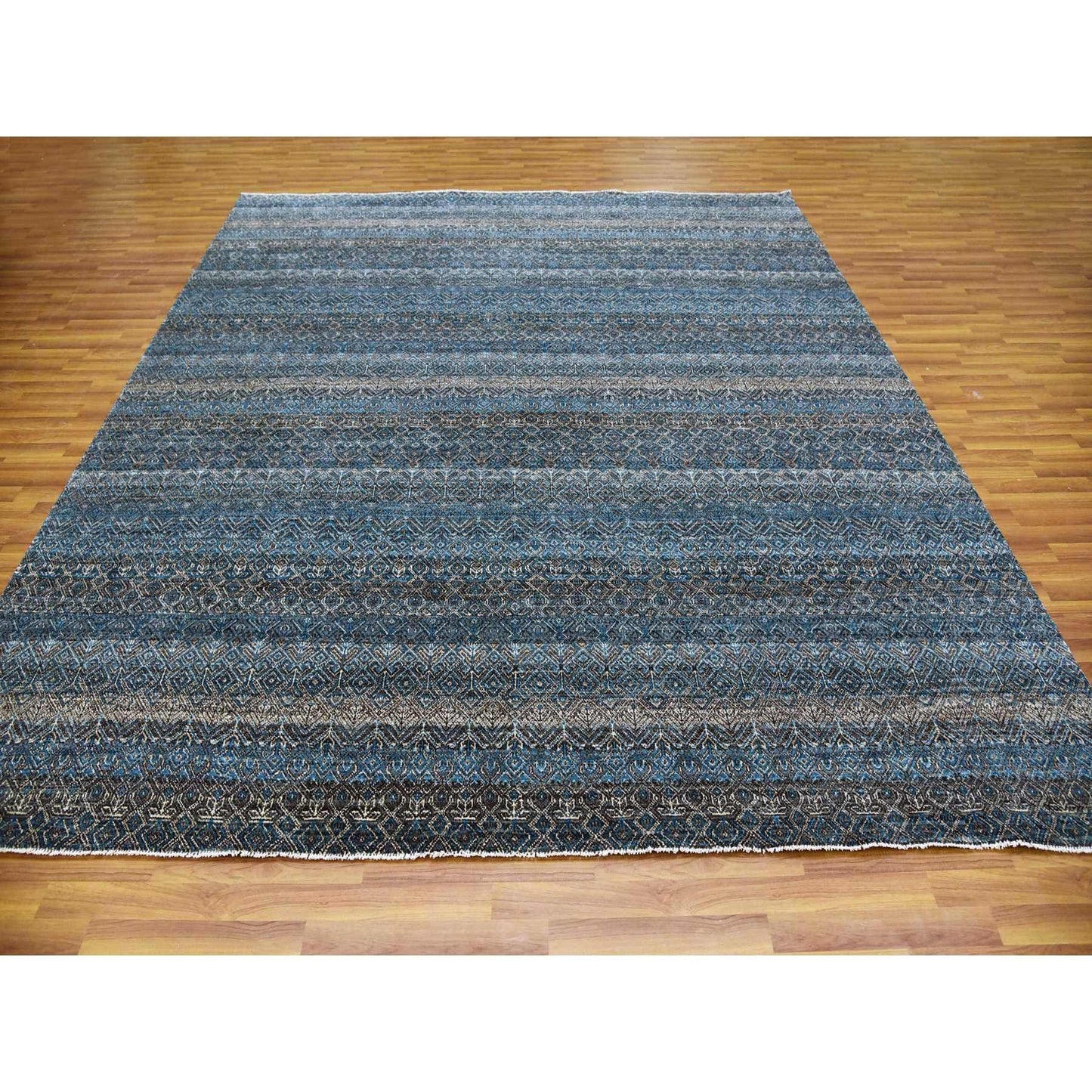 10'1"X10'1" Blue Hand Knotted Kohinoor Herrita Design Wool Square Rug