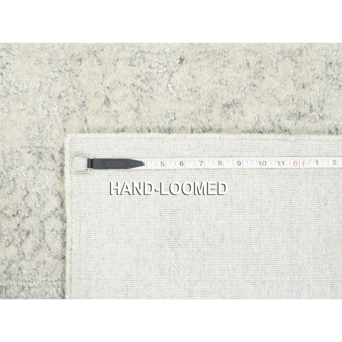 2'6"X10'1" Beige Hand Loomed Wool, Plant Based Silk Oriental Runner Rug