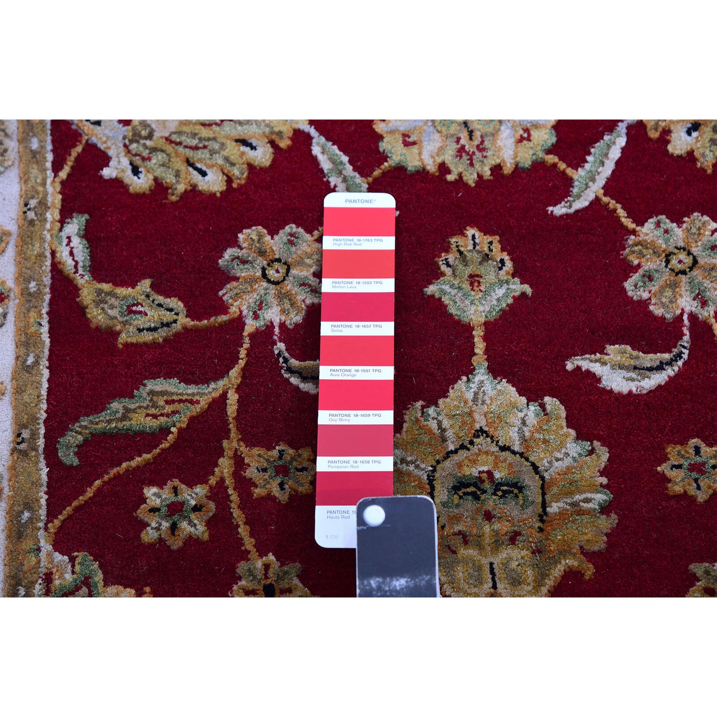 2'7"X16'4" Red Hand Knotted Wool And Silk Rajasthan Design Xl Runner Rug