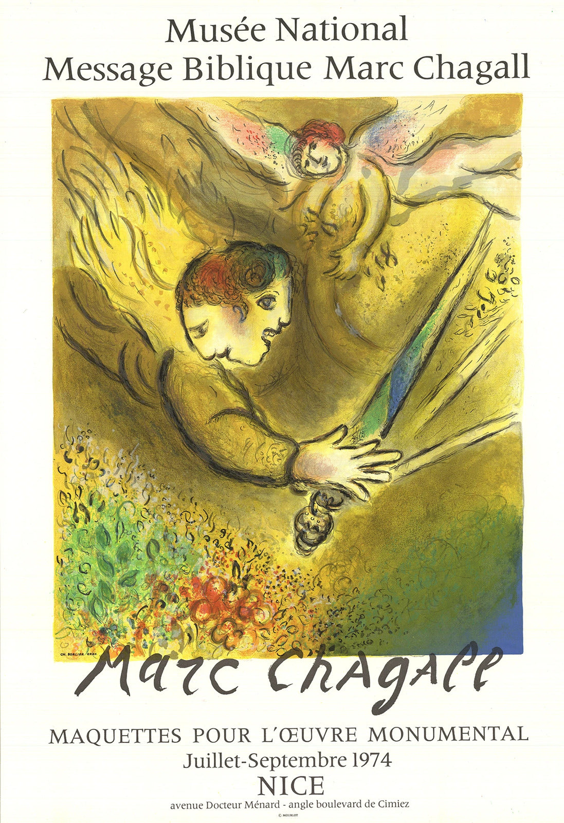 Marc Chagall The Angel Of Judgment " Lithograph Modernism Yellow