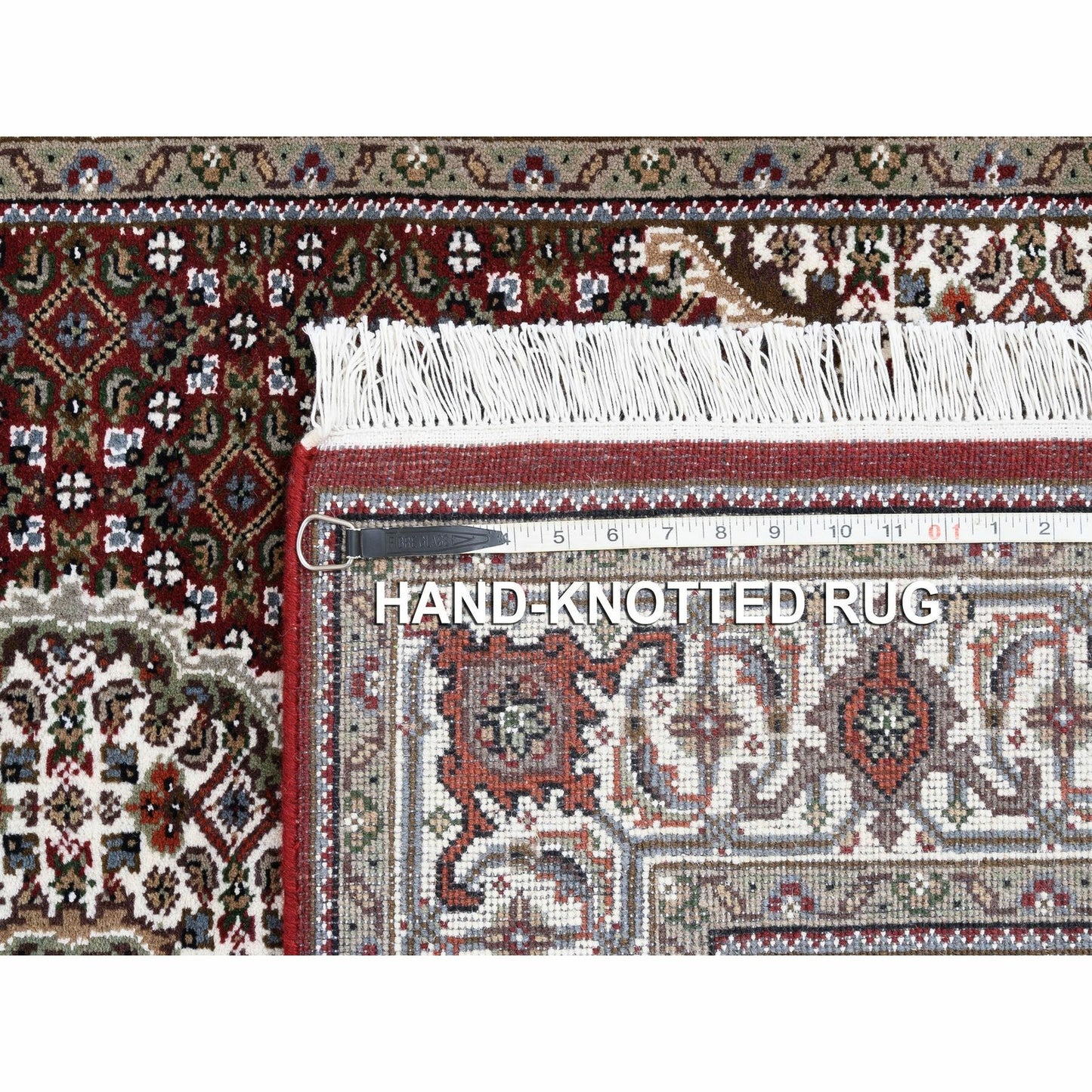 4'1"X16' Red Tebraz Mahi Wool And Silk Hand Knotted Wide Xl Runner Rug