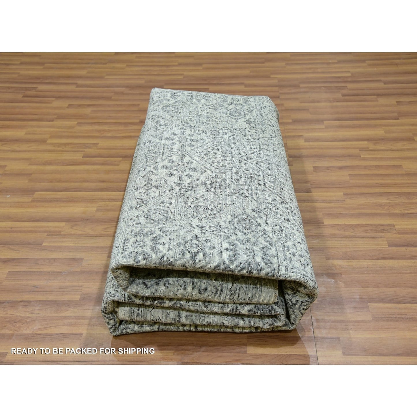10'X10' Duck White Hand Knotted Undyed Mamluk Dynasty Wool Square Rug