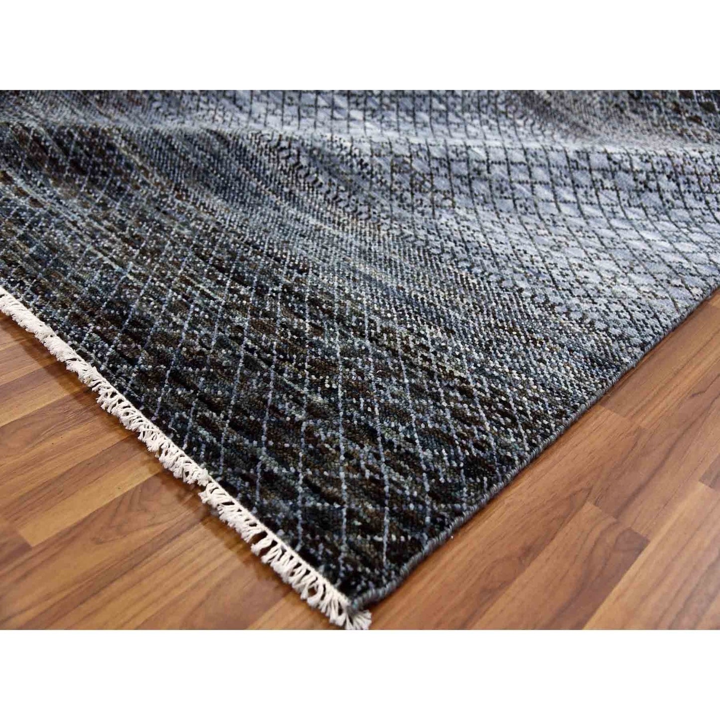 12'2"X18' Black Chiaroscuro Collection Hand Knotted Wool Oriental Rug