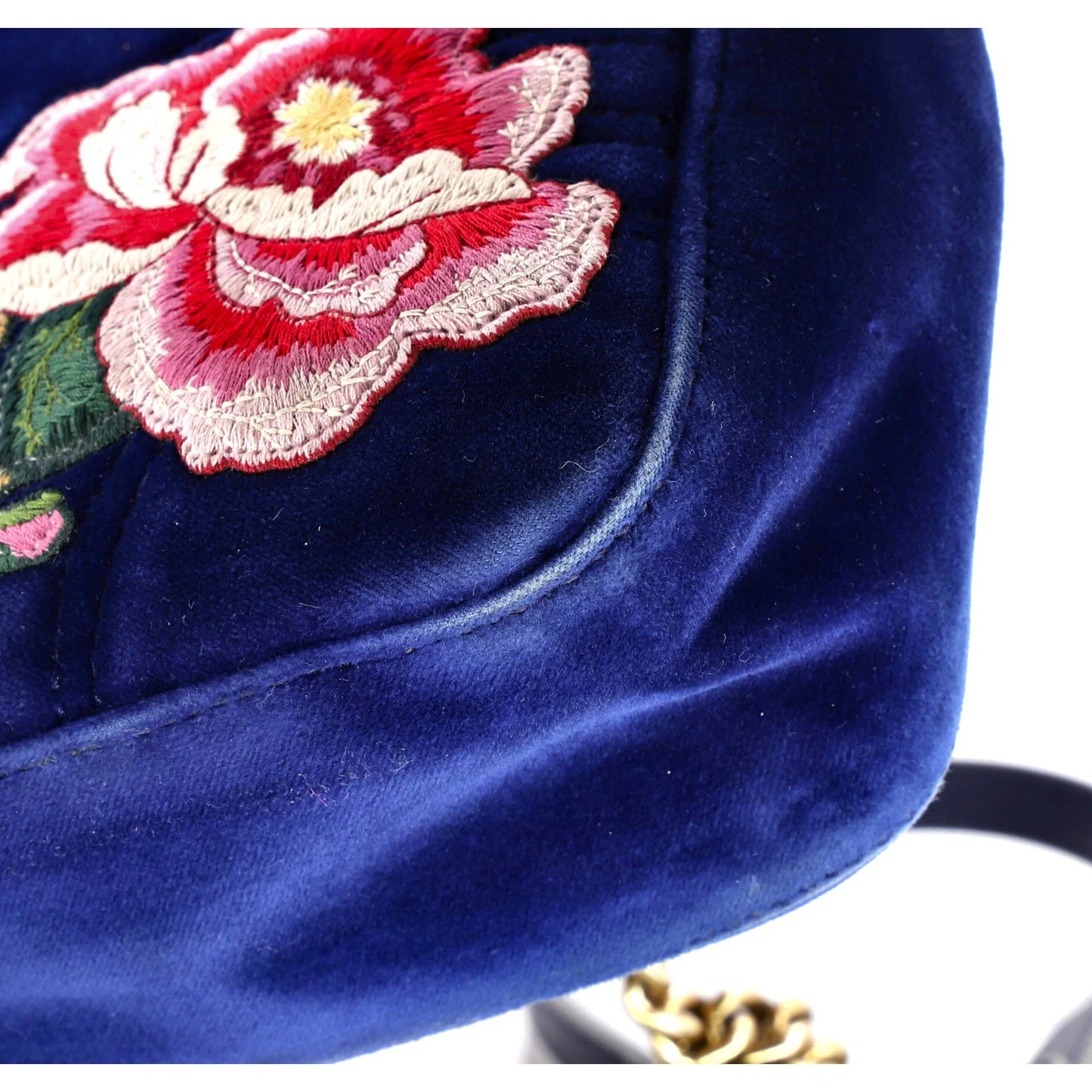 Gucci Gg Marmont Flap Bag Embroidered Matelasse Velvet Medium