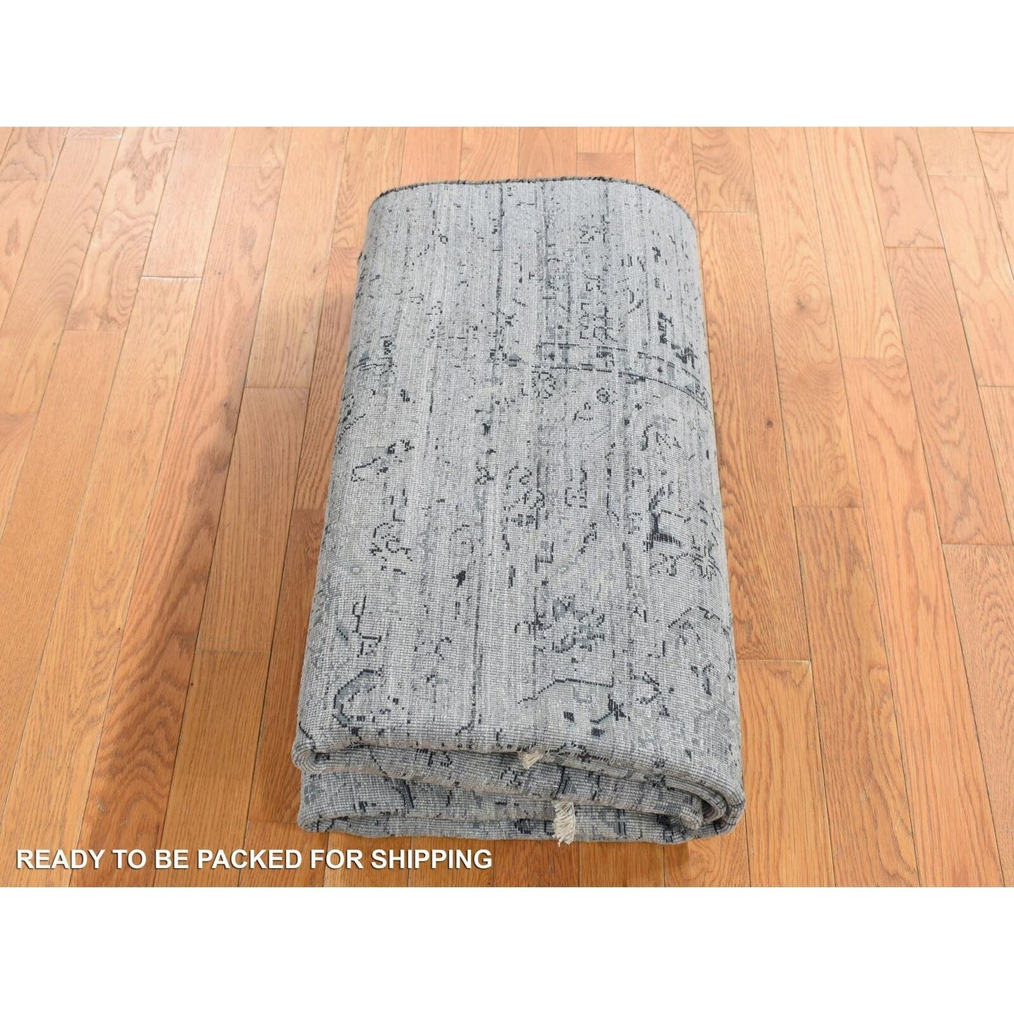 5'1"X7' Black Coral Design Silk And Wool Hand Knotted Oriental Rug