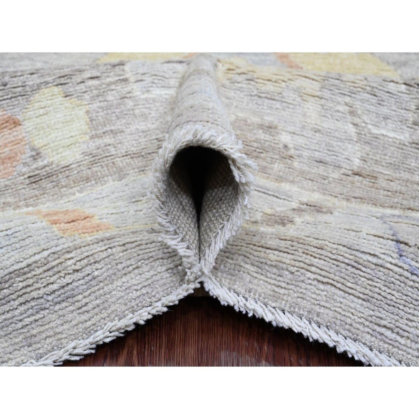 10'X13'8" Medium Gray Hand Knotted Angora Oushak Pure Wool Oriental Rug