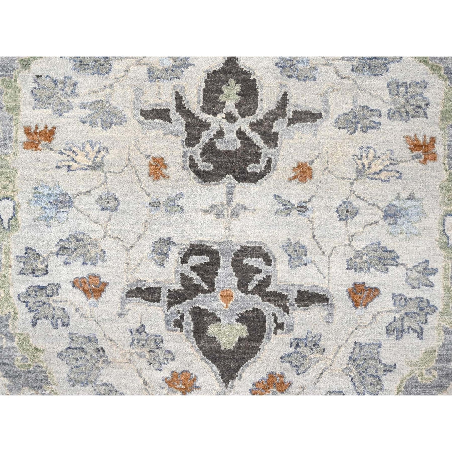 10'X10' Summer Gray Oushak All Over Floral Wool Hand Knotted Square Rug