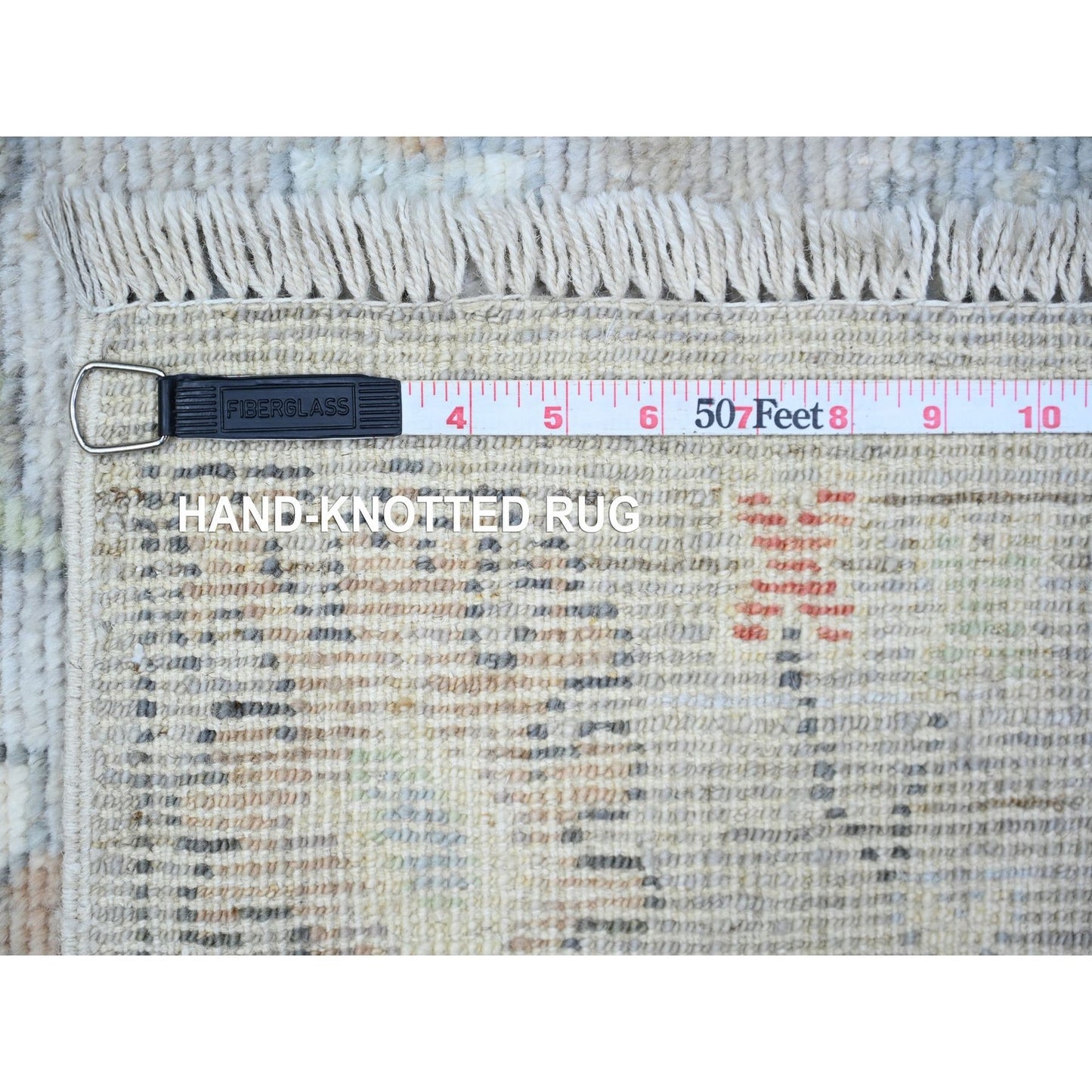 3'1"X10'6" Gray Hand Knotted Afghan Angora Oushak Pure Wool Runner Rug