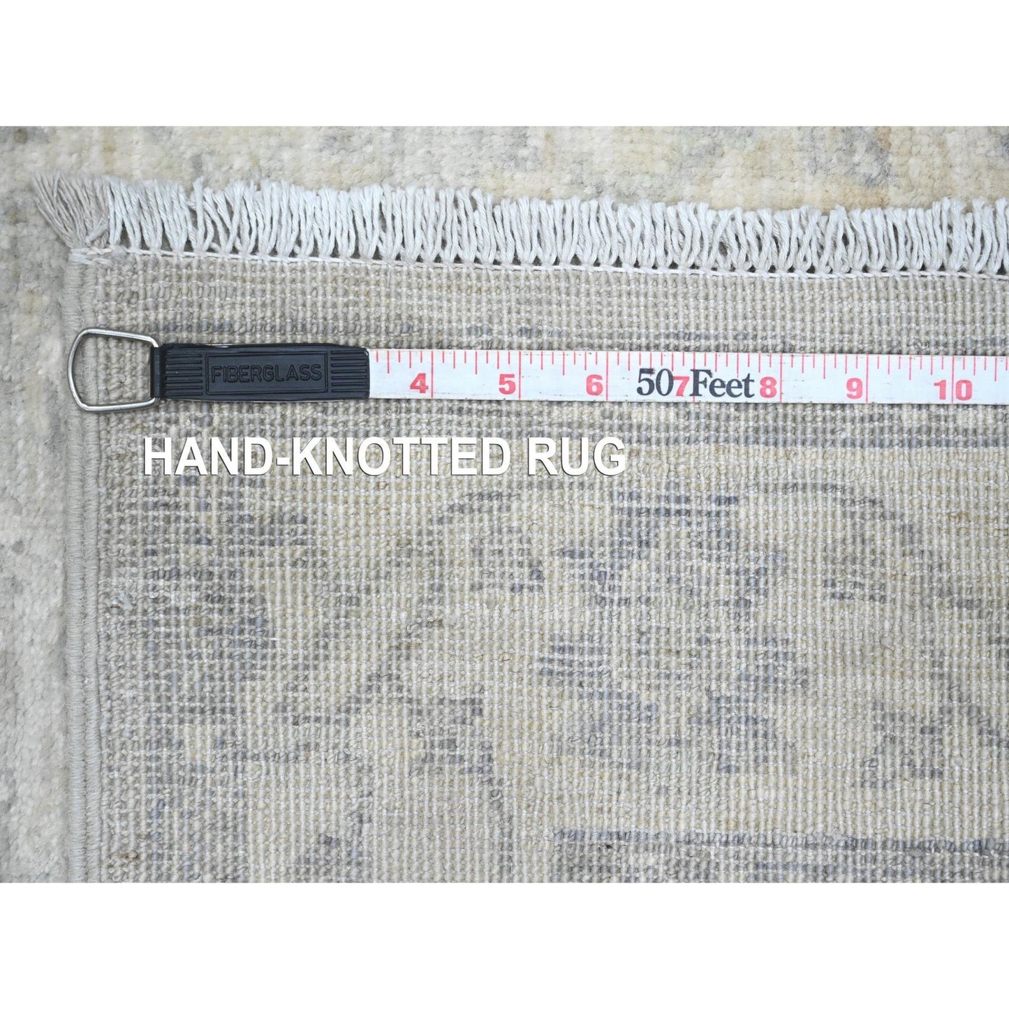 2'4"X29'3" White Heris All Over Design Pure Wool Hand Knotted Runner Rug