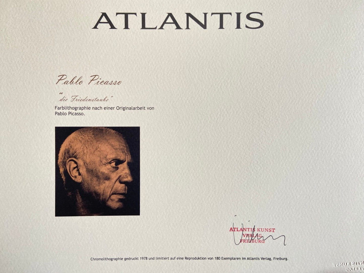 Pablo Picasso Lithograph Coa Signed Numbered 180