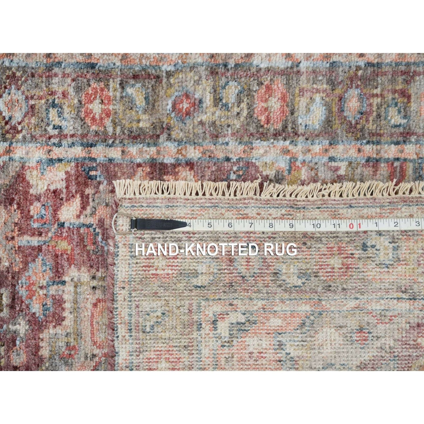 2'7"X6' Light Burgundy Wool Hand Knotted Runner Soft Pile Oriental Rug