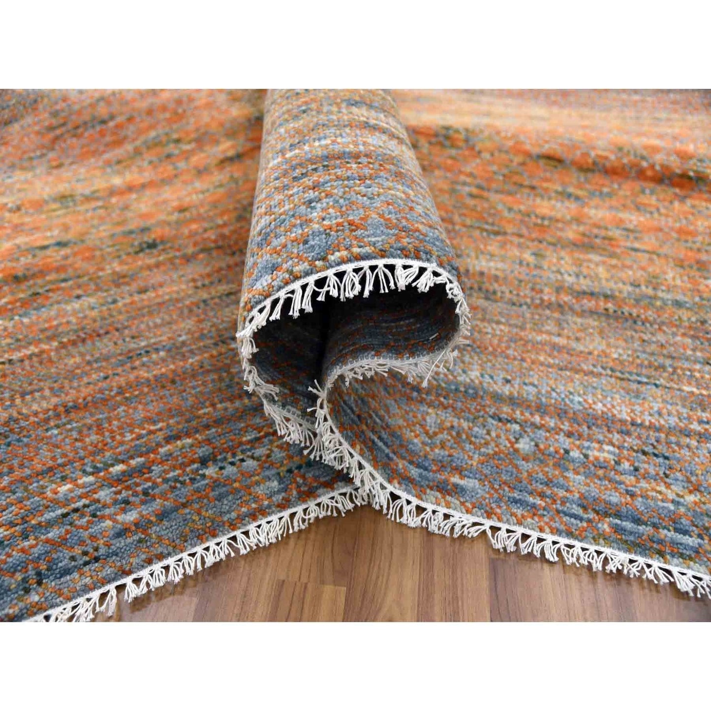 10'3"X14' Orange Modern Chiaroscuro Collection Hand Knotted Wool Rug