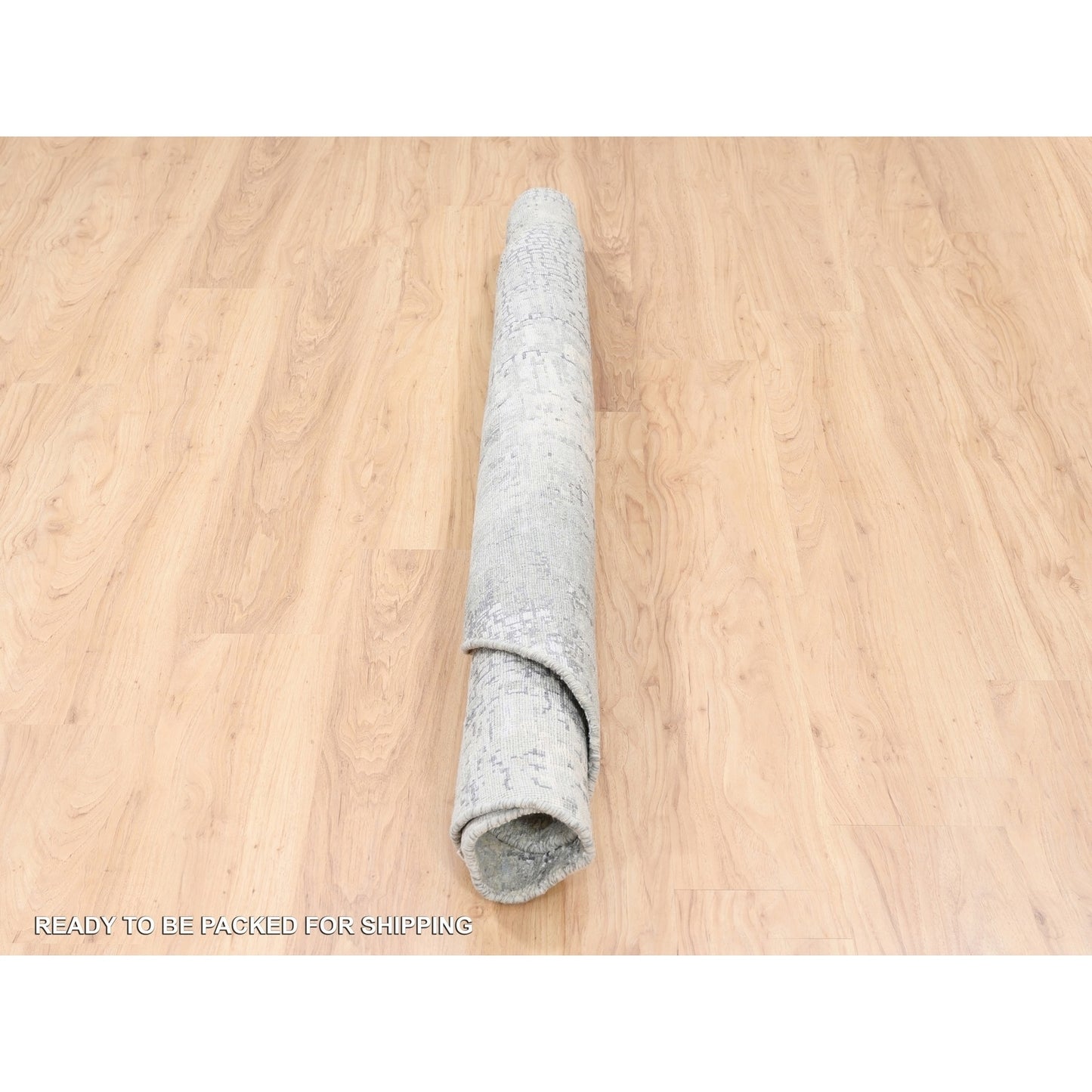 5'10"X5'10" Round Wool-Silk Abstract With Mosaic Design Hand Knotted Rug