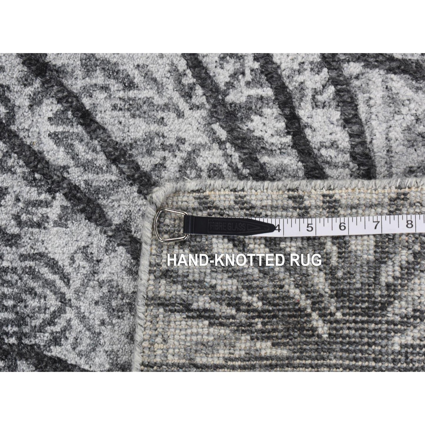 5'6"X7'9" Gainsboro Gray Spider Web Design Wool And Silk Hand Knotted Rug