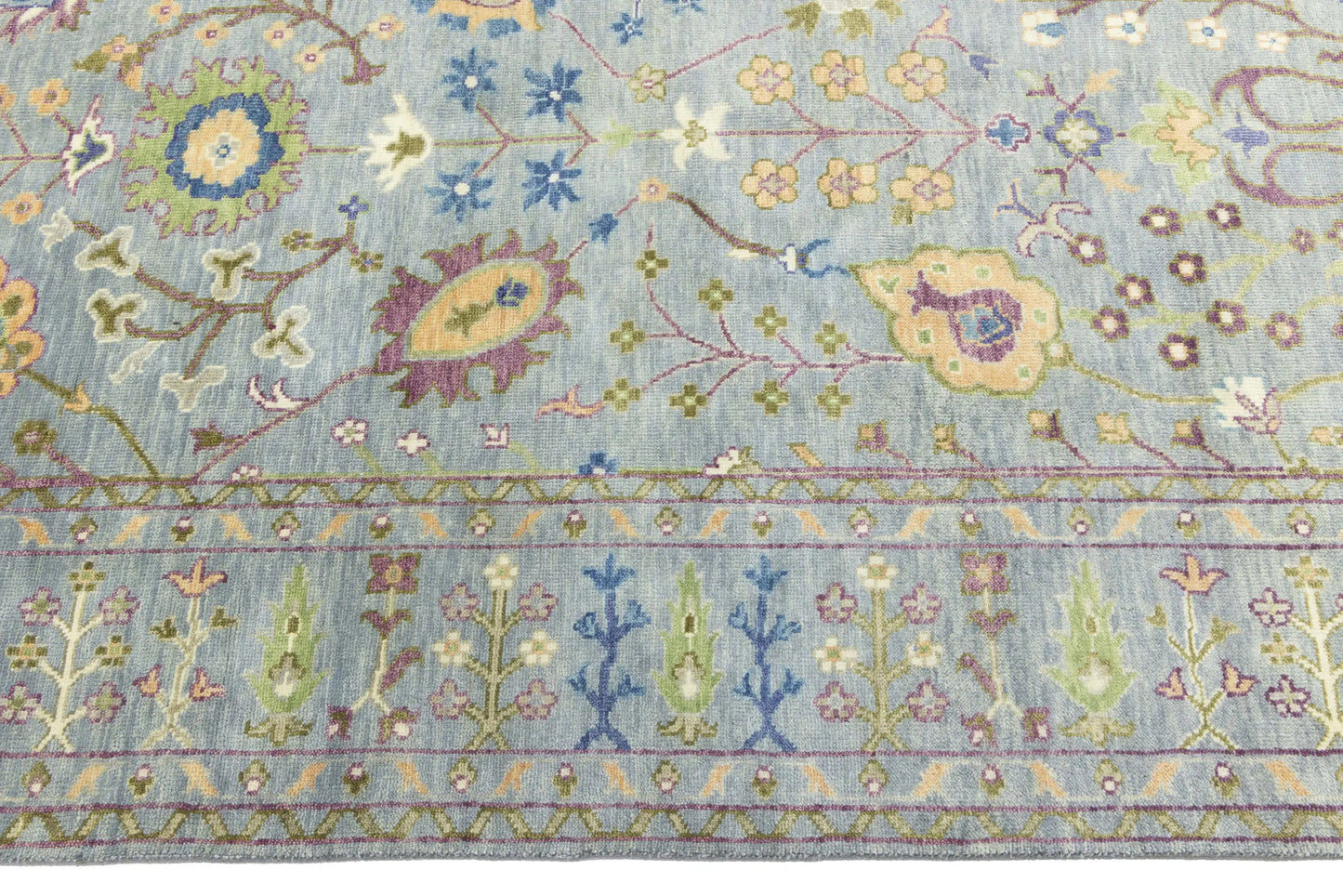Hand-Knotted Gray Floral Chobi Oriental Rug