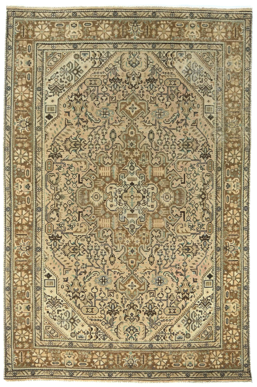 Vintage Oriental Rug Muted Floral Classic Carpet
