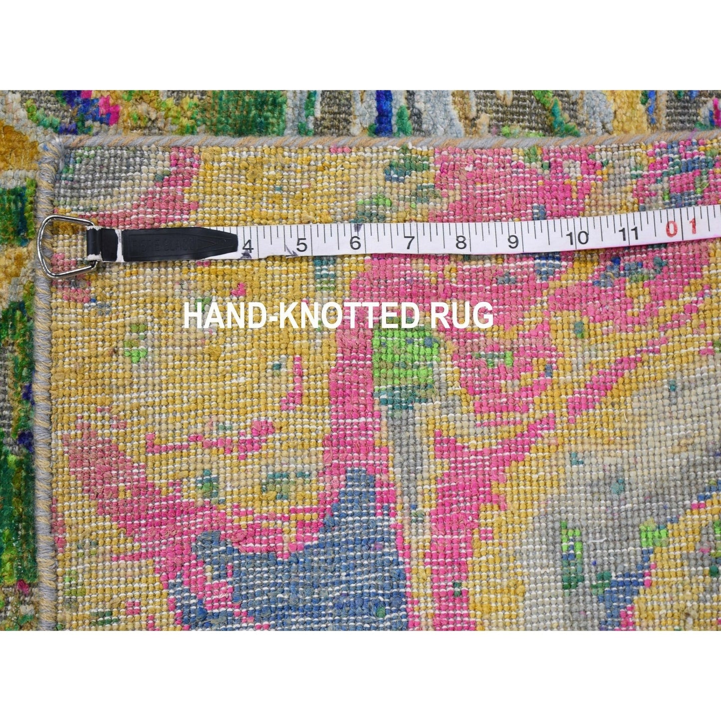 2'X3' The Lava Sari Silk With Textured Wool Hand Knotted Oriental Rug