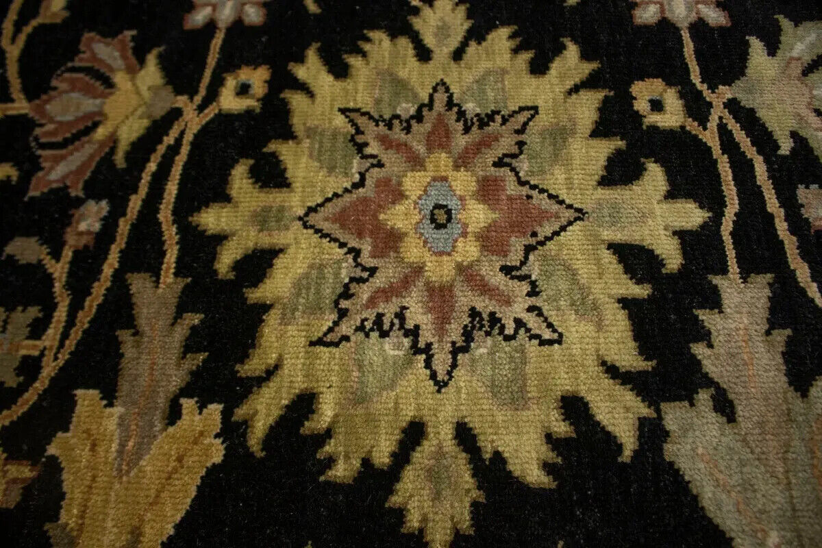 Antique Washed Black Floral Peshawar Rug Osh