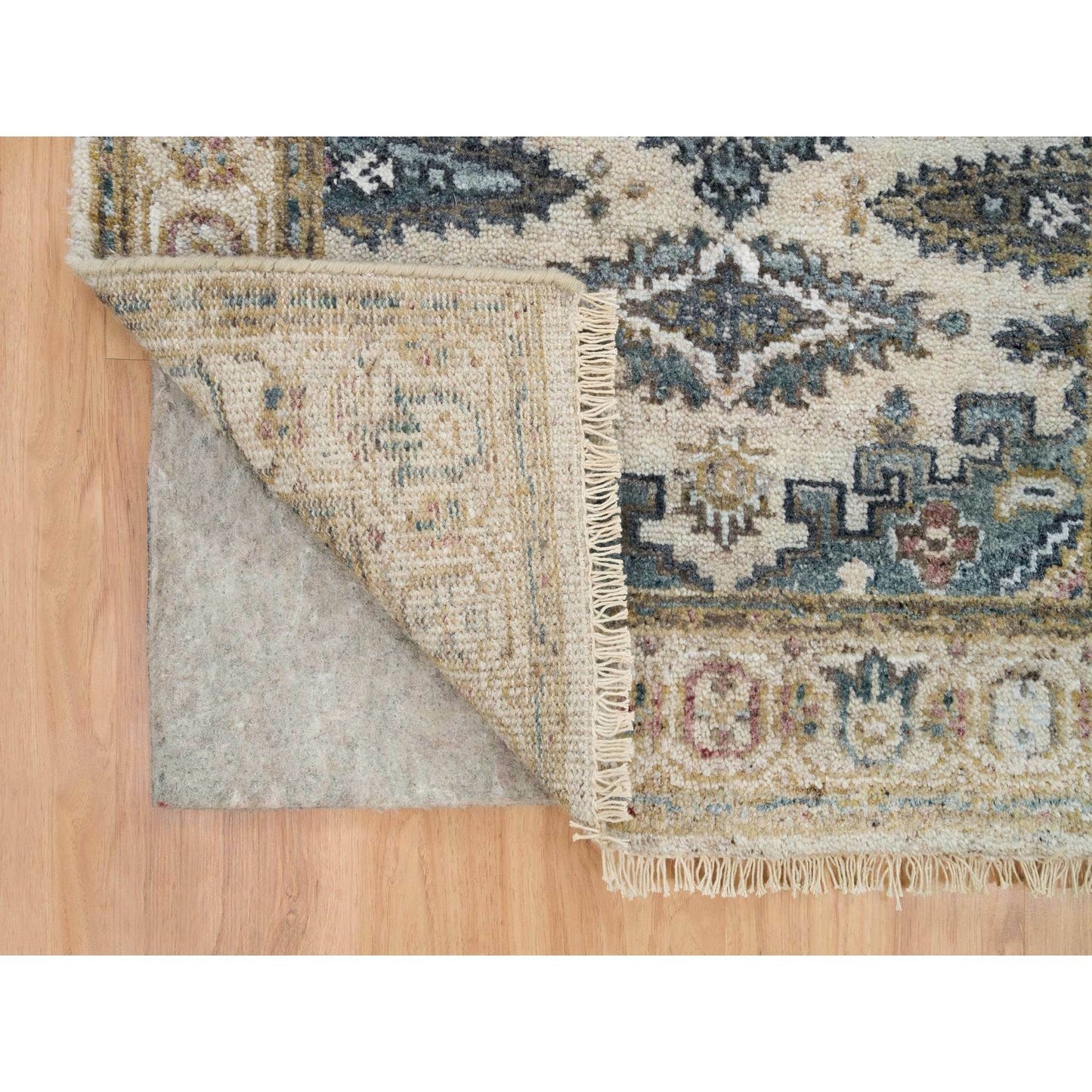 2'7"X21'7" Floral White Wool Hand Knotted Reimagined Viss Xl Runner Rug