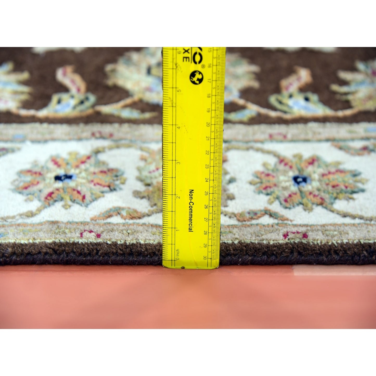 3'X5'1" Breen Brown Rajasthan Hand Knotted Wool And Silk Oriental Rug