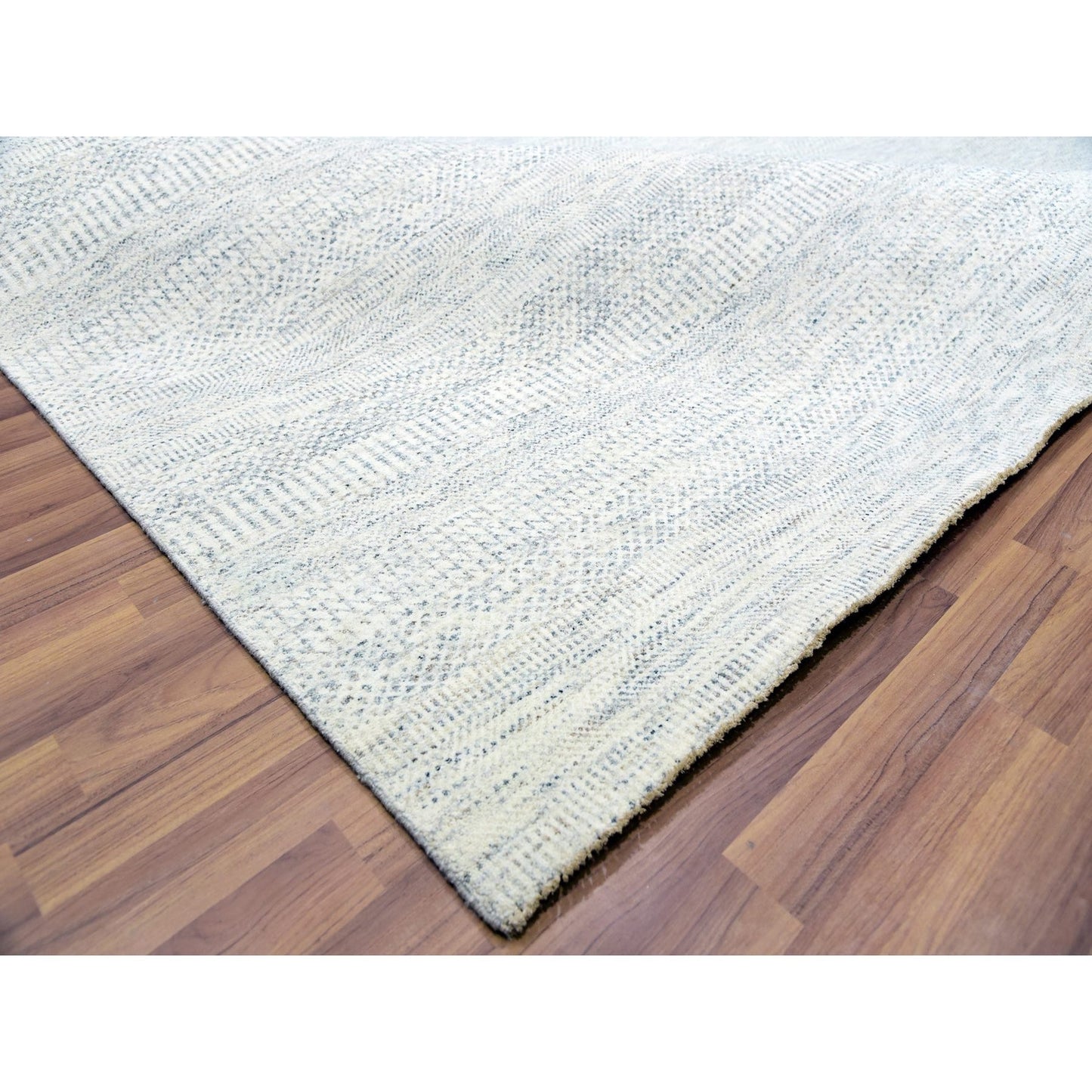 10'1"X14' Shoreline Gray Grass Design Hand Knotted 100% Wool Oriental Rug