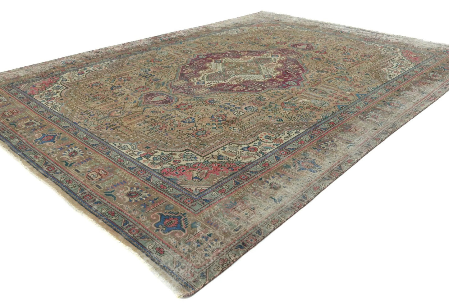 Handmade Distressed Vintage Semi-Antique 9X12 ft