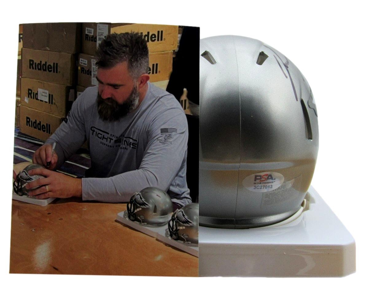 190107 Jason Kelce Autographed Eagles Flash Mini Helmet Witness PSA/ DNA