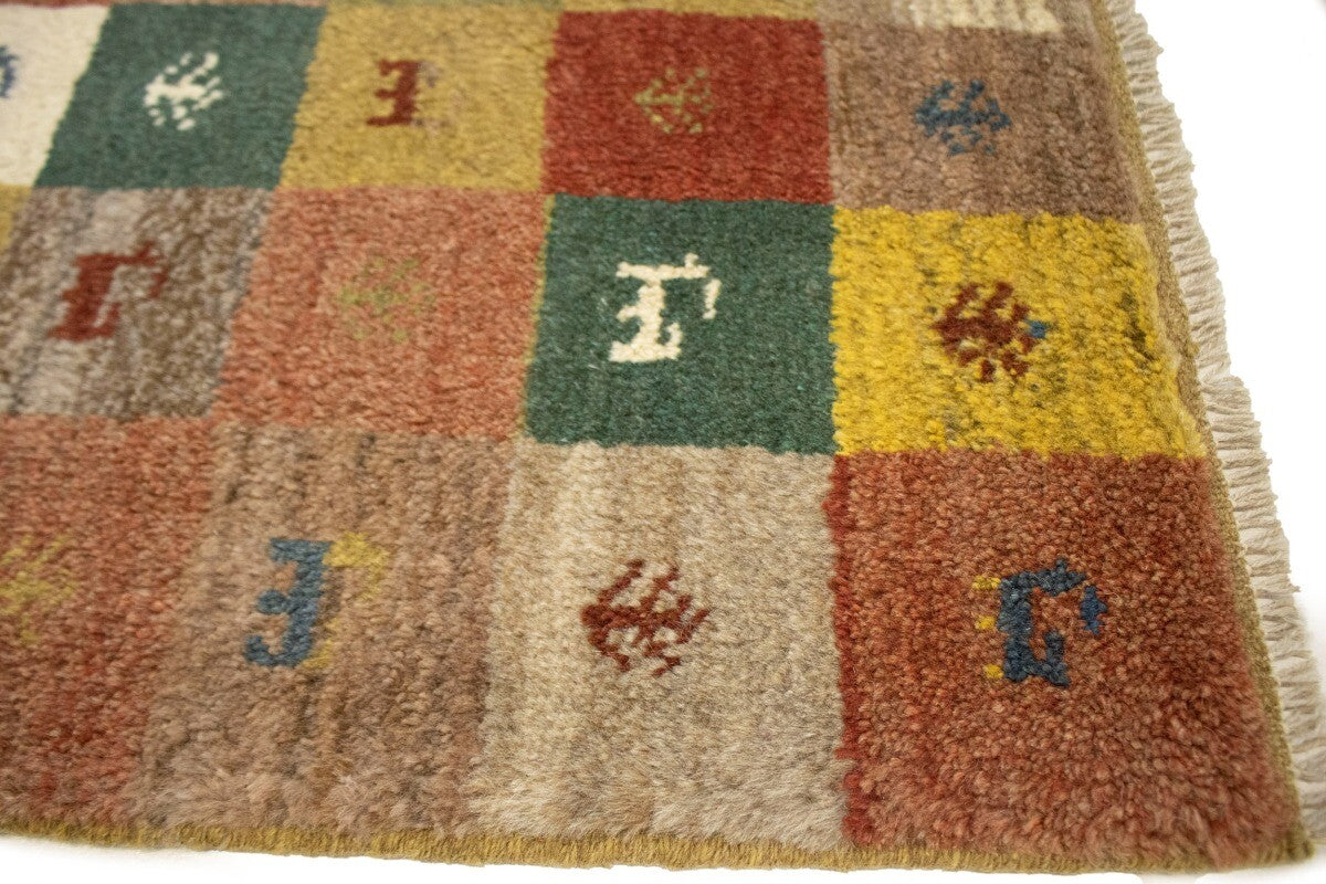 2X3 Ft Hand-Knotted Multicolored Gabbeh Rug Plush