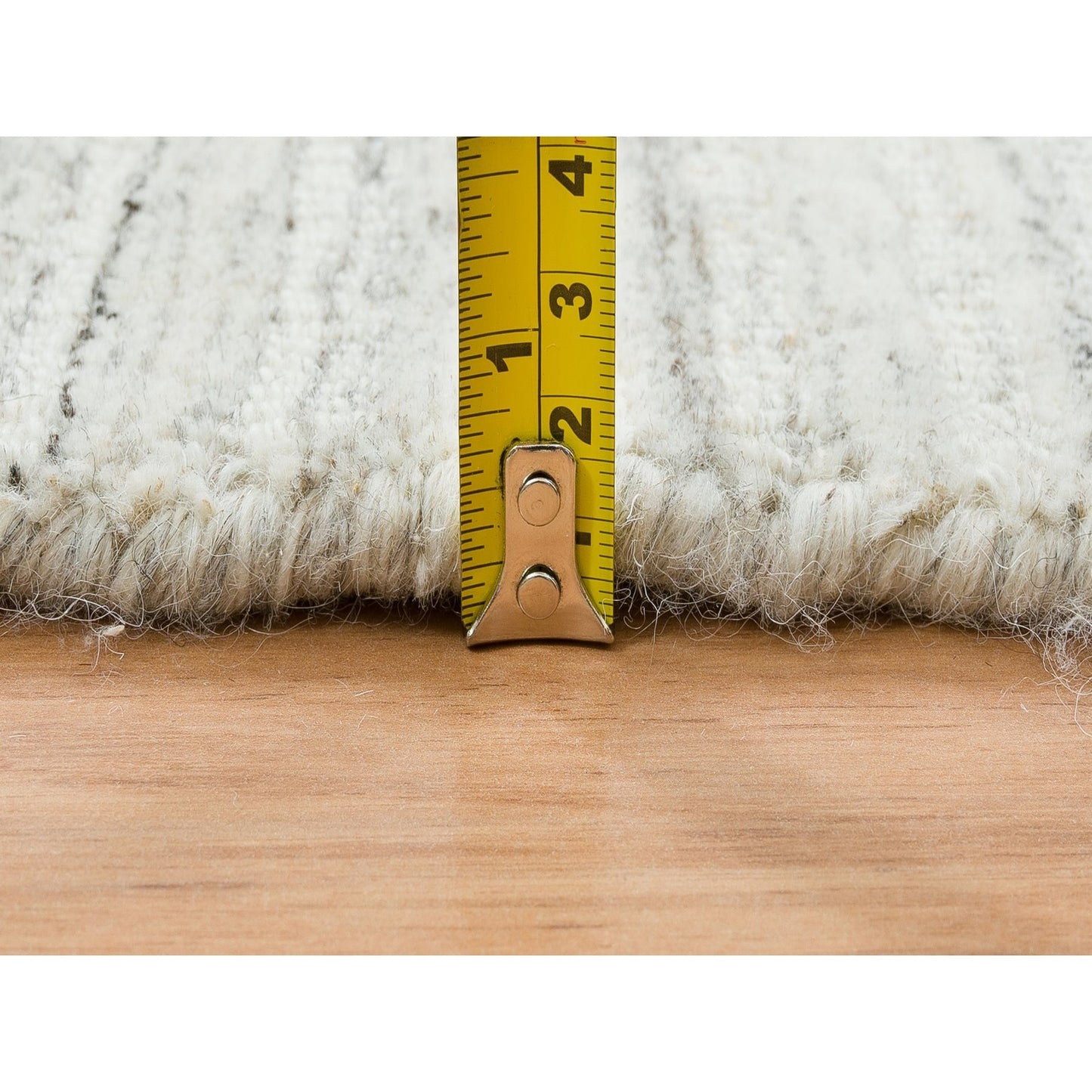 12'1"X12'1" Ivory Undyed Wool Modern Design Hand Loomed Square Rug