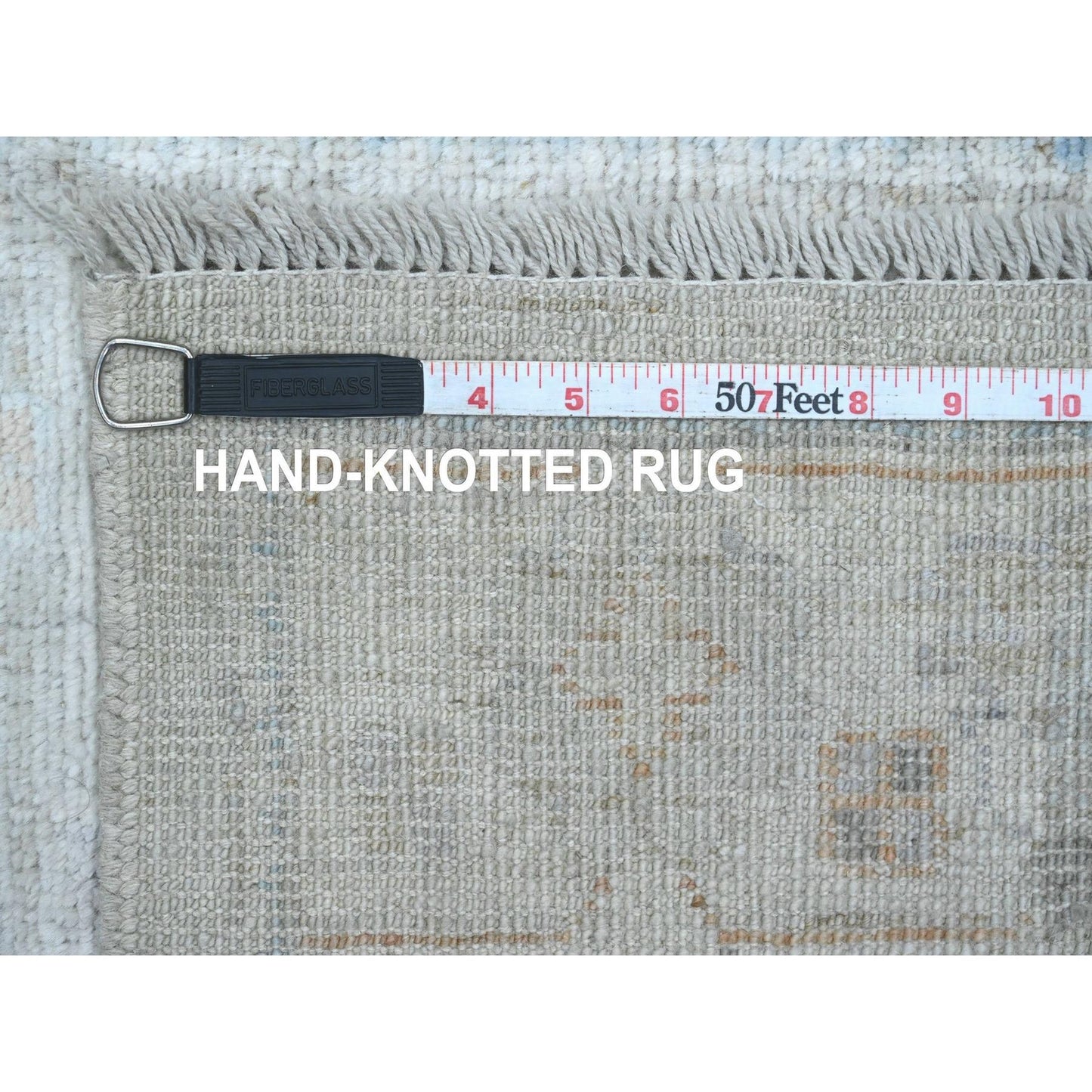 2'7"X9'8" Snow White Hand Knotted Afghan Angora Oushak Wool Runner Rug