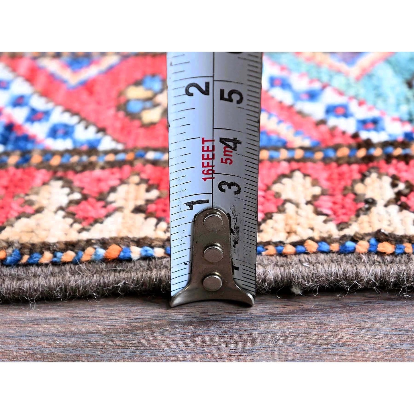 2'8"X9'6" Navy Blue Caucasian Design Revival Hand Knotted Wool Runner Rug