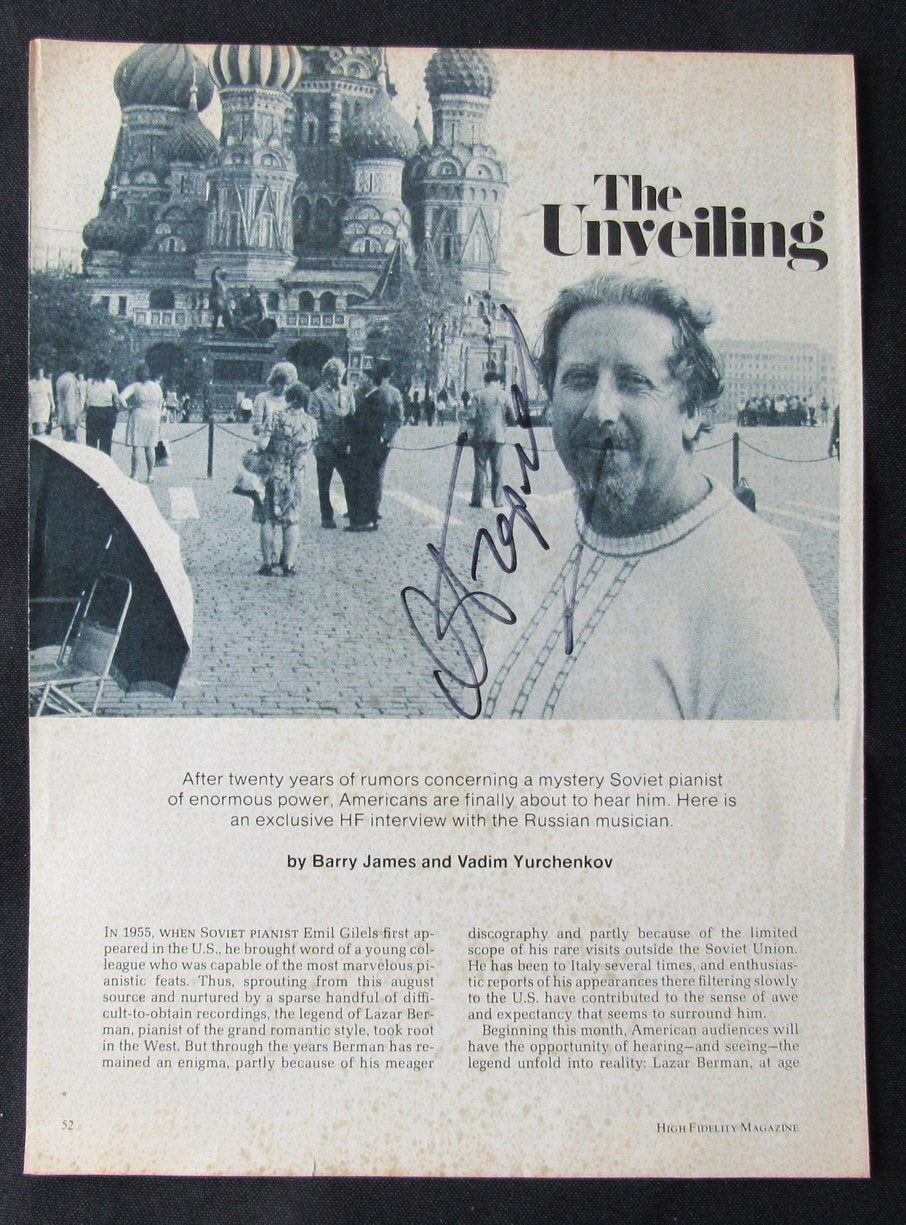 Lazar Berman Pianist Autographed Magazine Photo