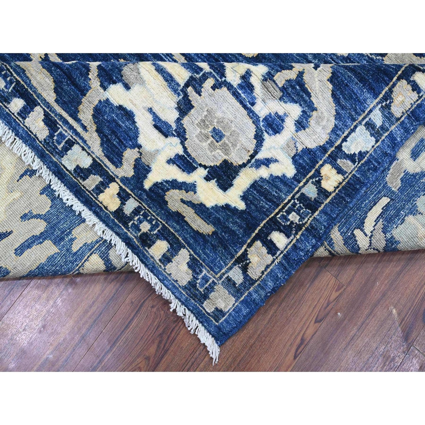 8'3"X9'8" Honorable Blue Wool Hand Knotted Peshawar Mahal Design Rug