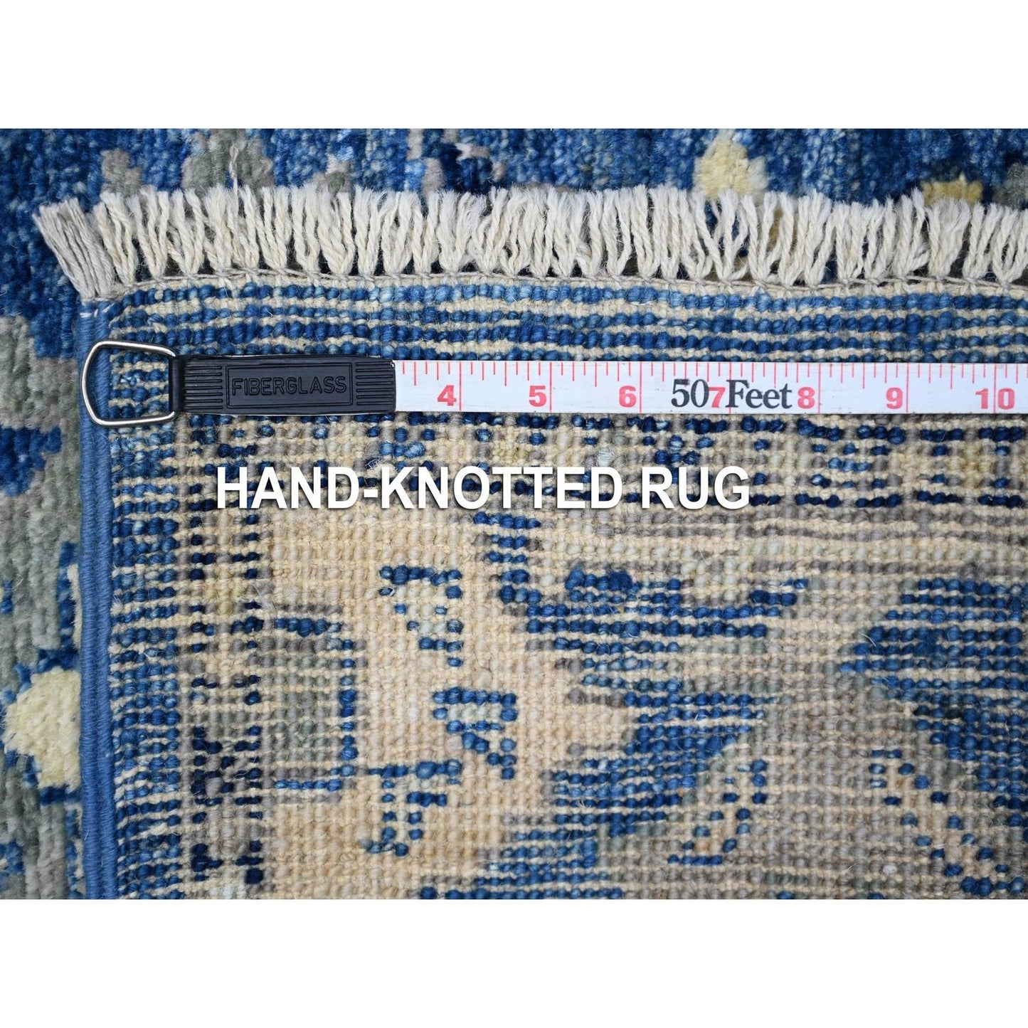 2'8"X7'8" Sapphire Blue Afghan Angora Oushak Runner Oriental Rug