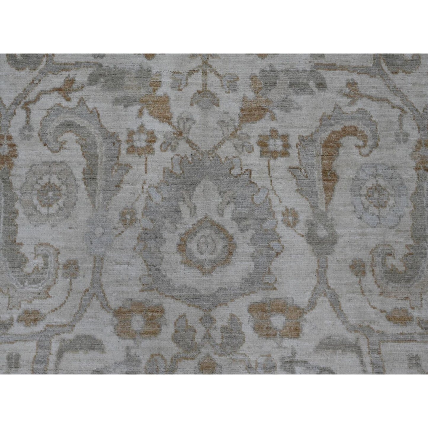 9'X11' White Heris All Over Design Hand Knotted Aryana Grade All Wool Rug