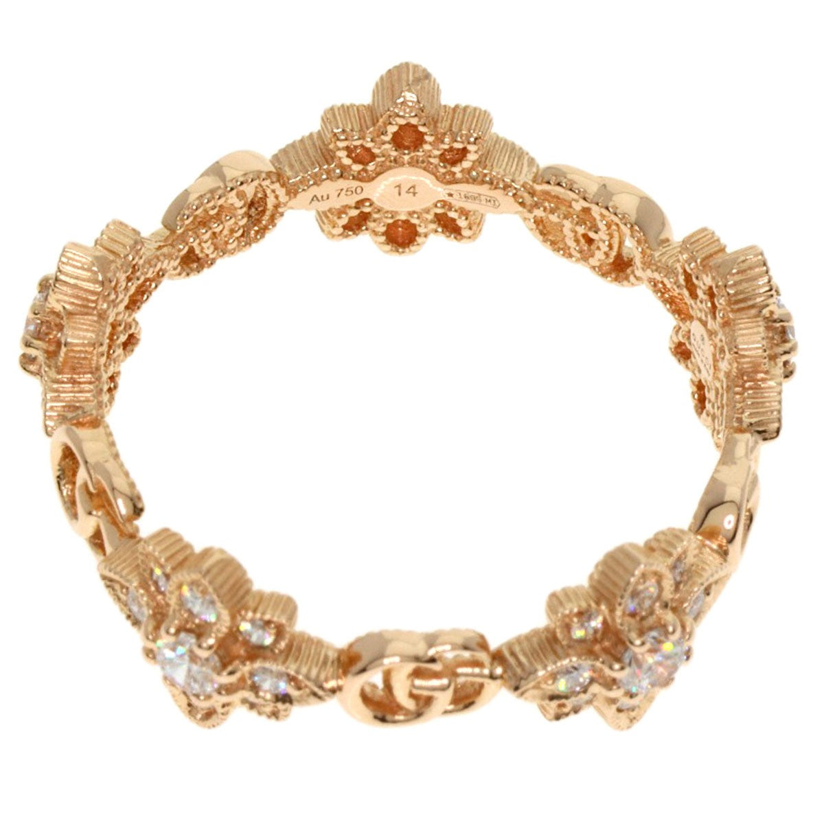 Gucci Flora Diamond #14 Ring K18 Pink Gold Ladies