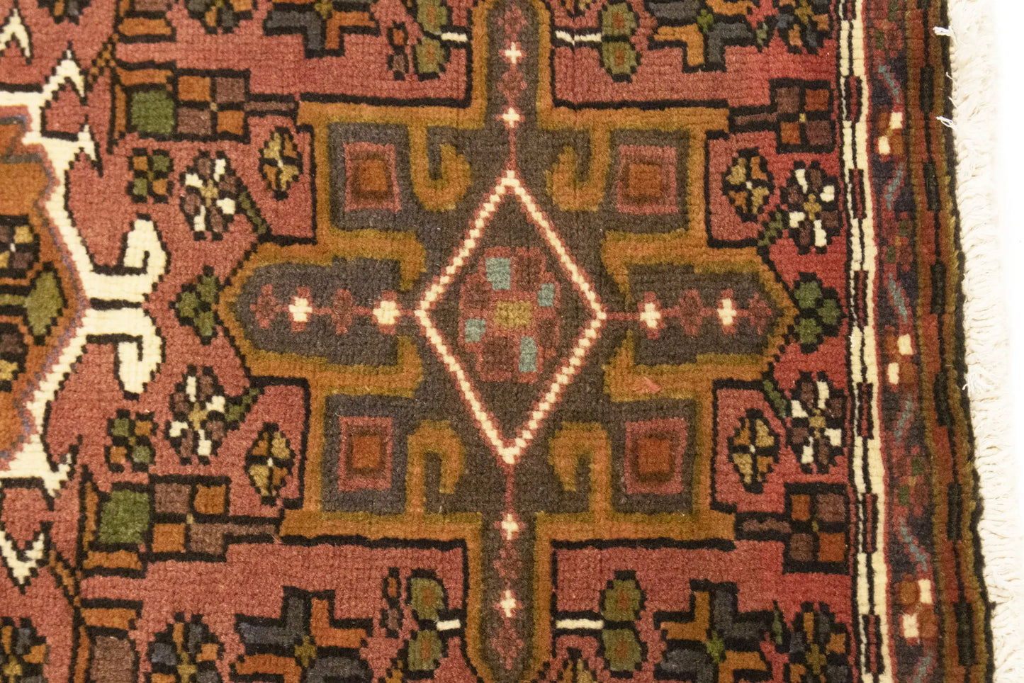 Vintage Red Geometric Runner Rug Narrow Farmhouse