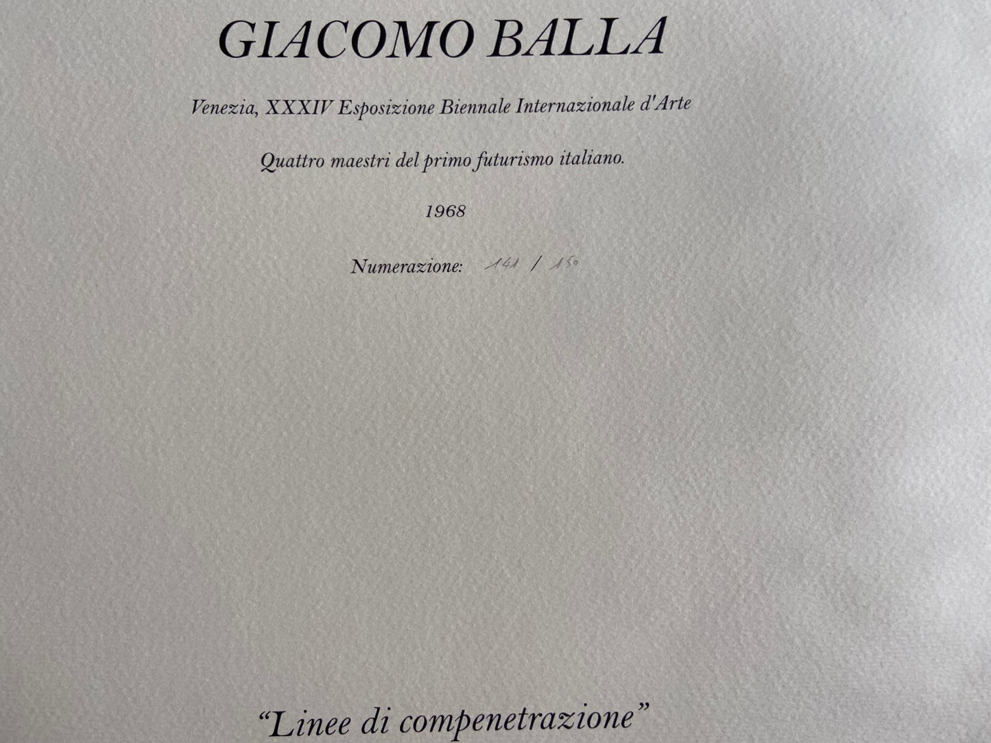 Giacomo Balla - Lithograph 1968 Venice Biennale Coa Hand Numbered