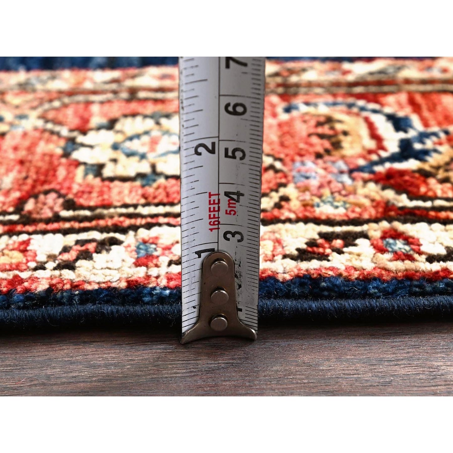 2'6"X7'9" Yale Blue Heris All Over Design Hand Knotted All Wool Runner Rug