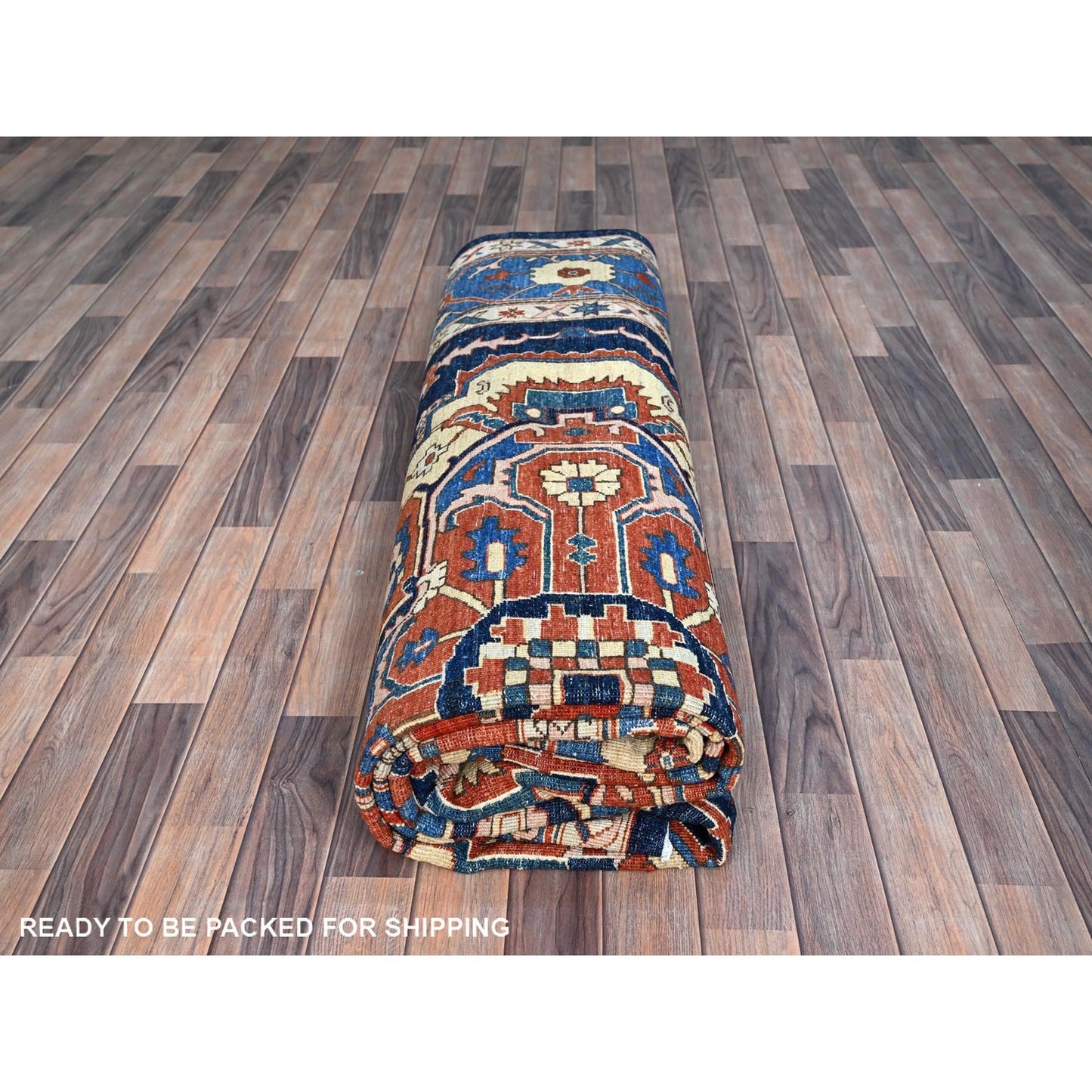 9'2"X11'8" Blue Hand Knotted Afghan Peshawar Seerape Heris Oriental Rug