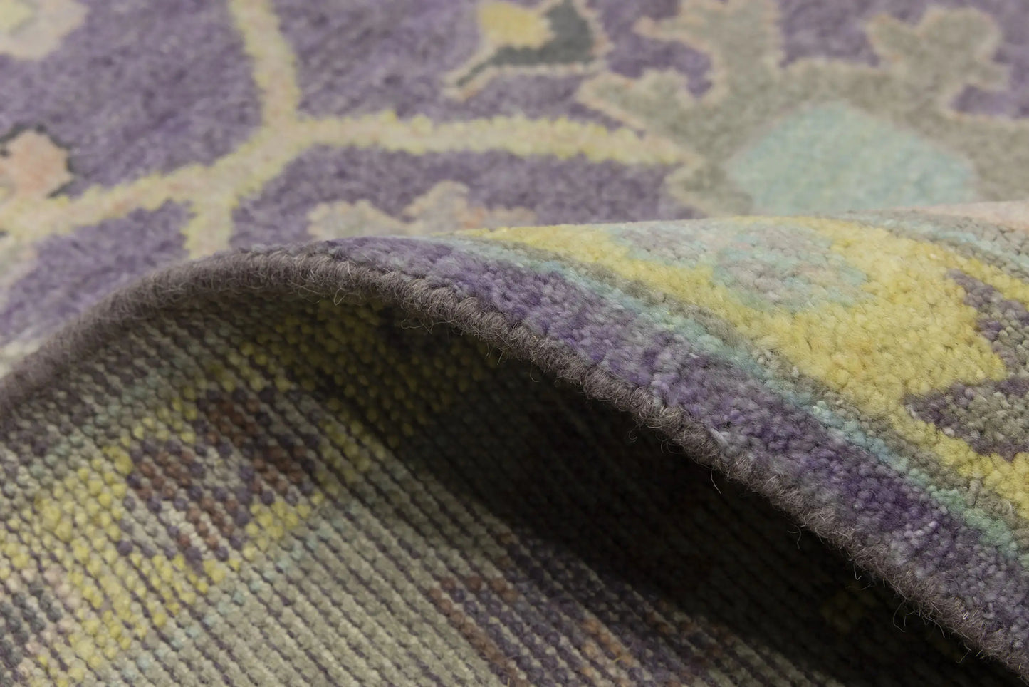 Hand-Knotted Muted Oushak Rug Colorfast Oriental