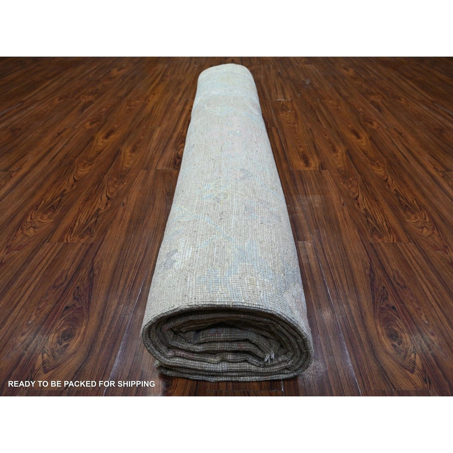 11'10"X14'10" Mineral Gray Wool Hand Knotted Angora Oushak Oversized Rug