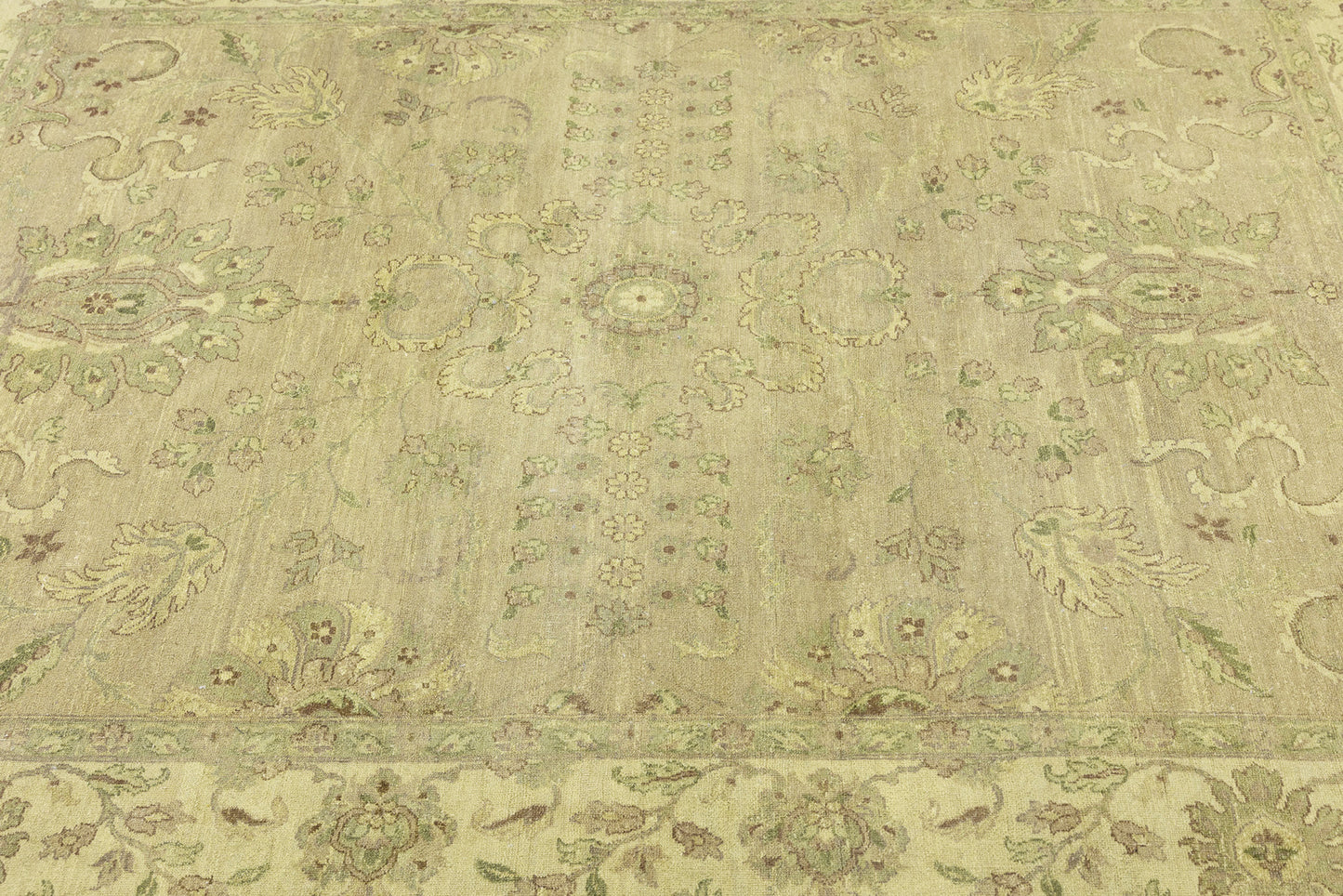 Hand-Knotted Wool Oriental Rug Large Distressed