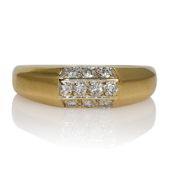 17K Yellow Gold Diamond Ring Band, 4.7g