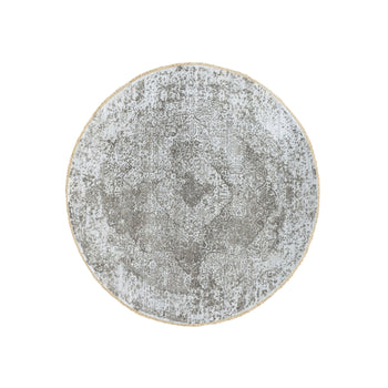 6'X6' Round Grey Broken Farsian Design Wool And Silk Hand Knotted Rug