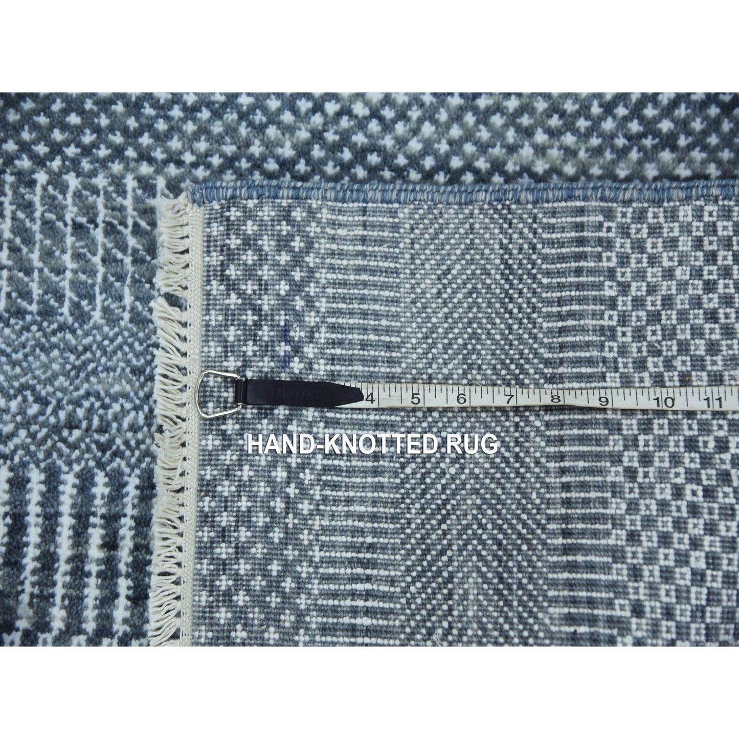 2'10"X10'2" Gray Modern Grass Design Wool/Silk Hand Knotted Runner Rug