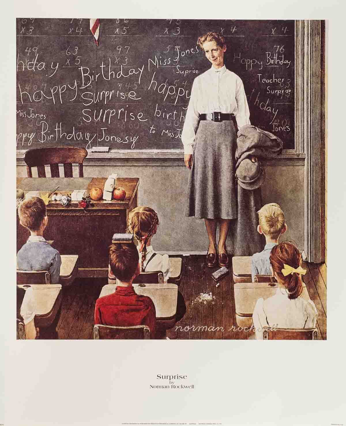 Norman Rockwell Surprise " Poster Realism Multicolor, Gray, Brown